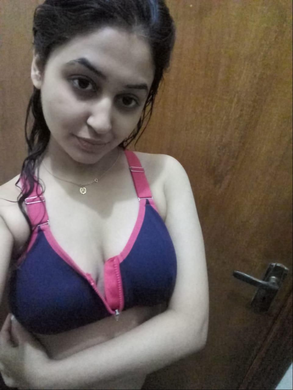 Gorgeous girl in bra shows topless body to boyfriend 1