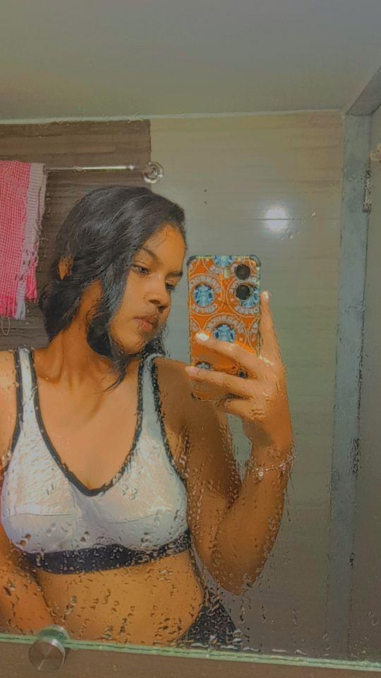 Indian college girl admiring her naked boobs 2