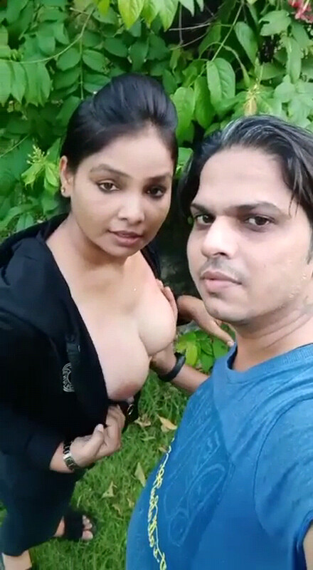 Indian GF feeding her big boobs outdoors 1