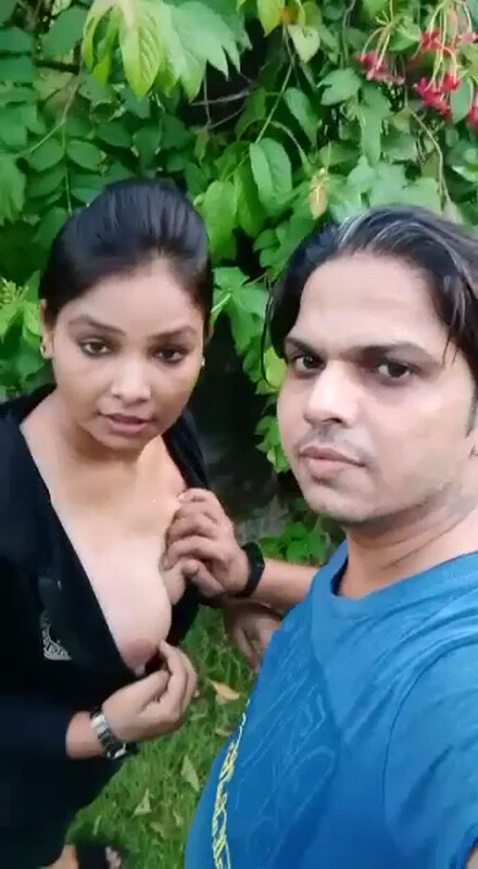 Indian GF feeding her big boobs outdoors 2