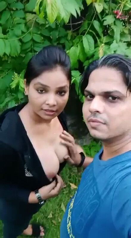 Indian GF feeding her big boobs outdoors 3