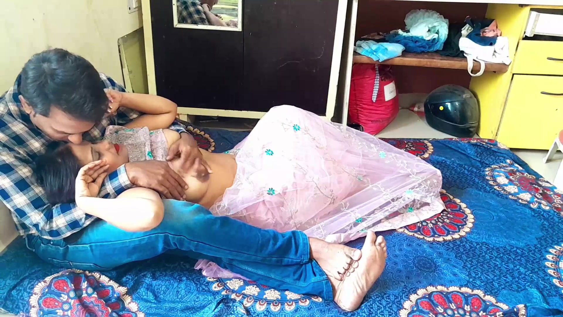 Indian porn wife big boobs pressing and foreplay 4